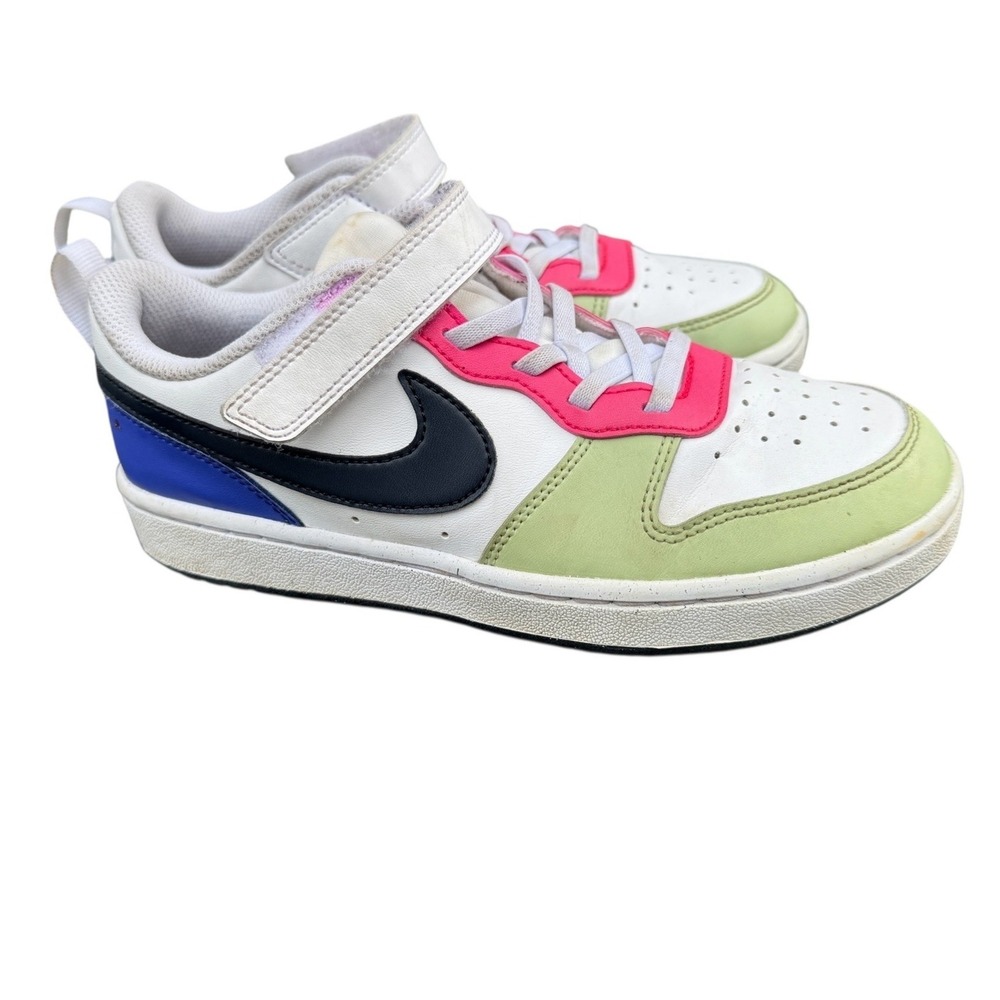 Nike Court Borough Low 2 Kids Sneakers White Pink Green Blue DV5457-108 Size 3Y